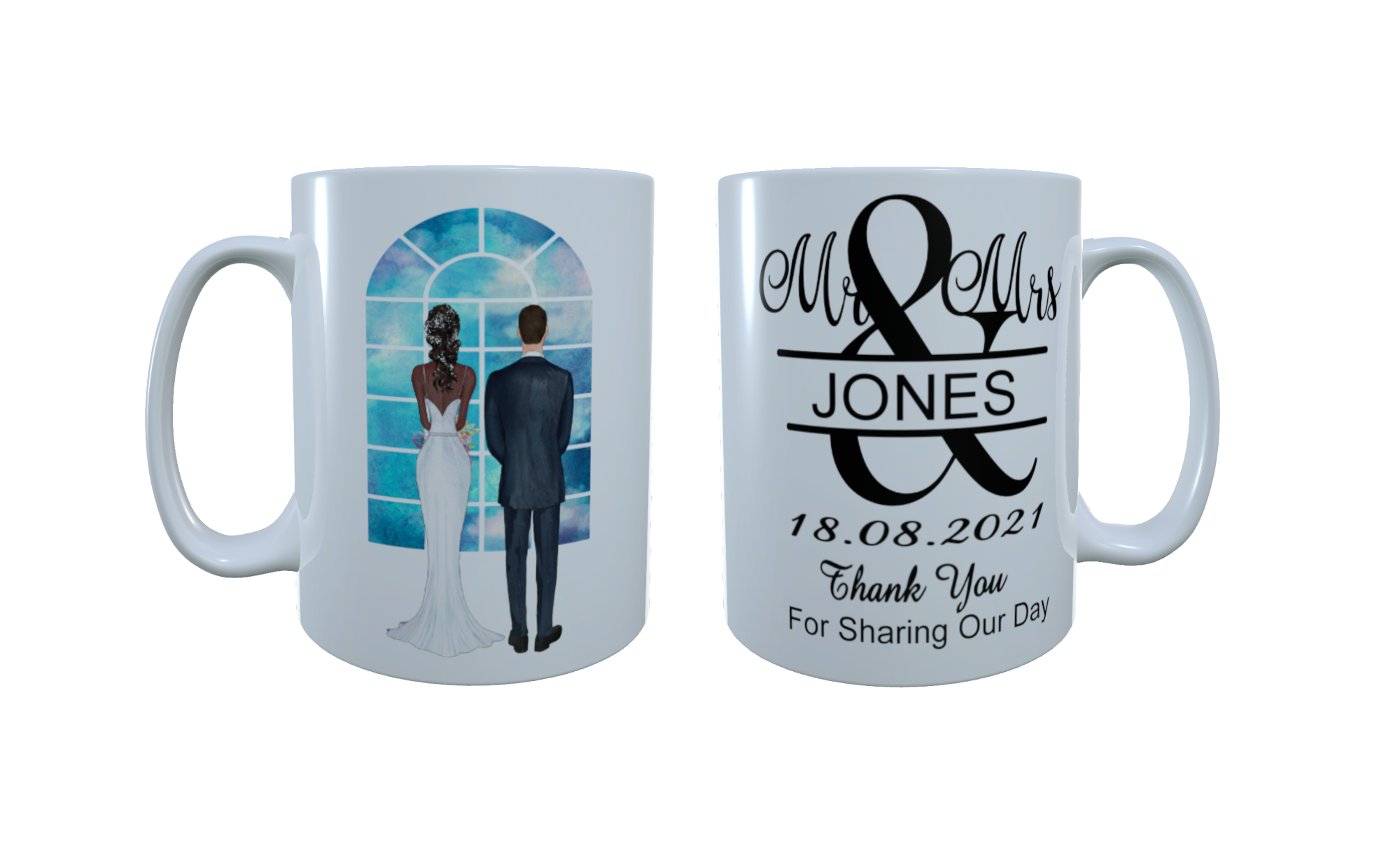 Bride & Groom Personalised Ceramic Mug, Custom Bride and Groom